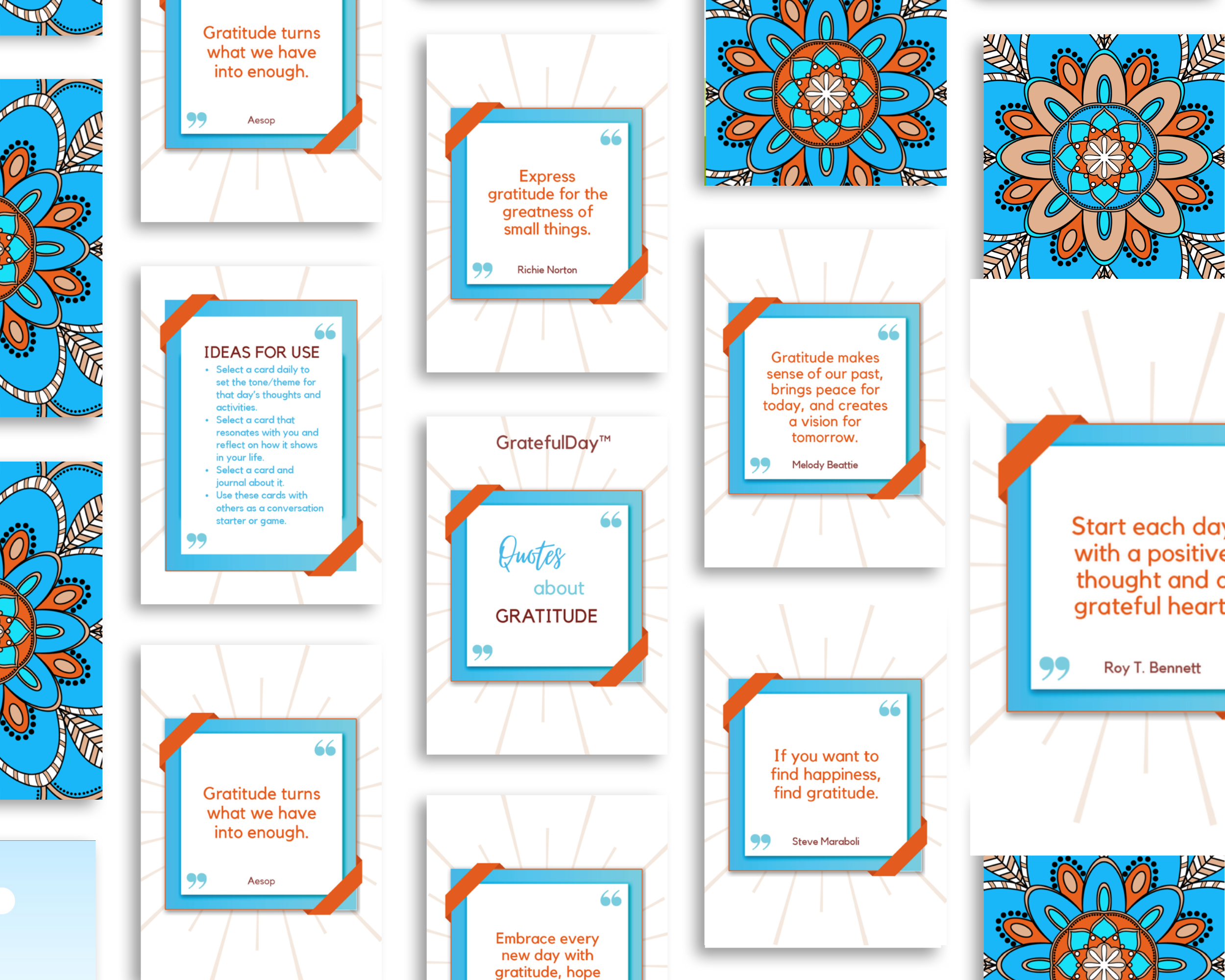 Gratitude & Happiness Card Deck — 52 Inspiring Quotes to Brighten Your Day (3" x 4.75")